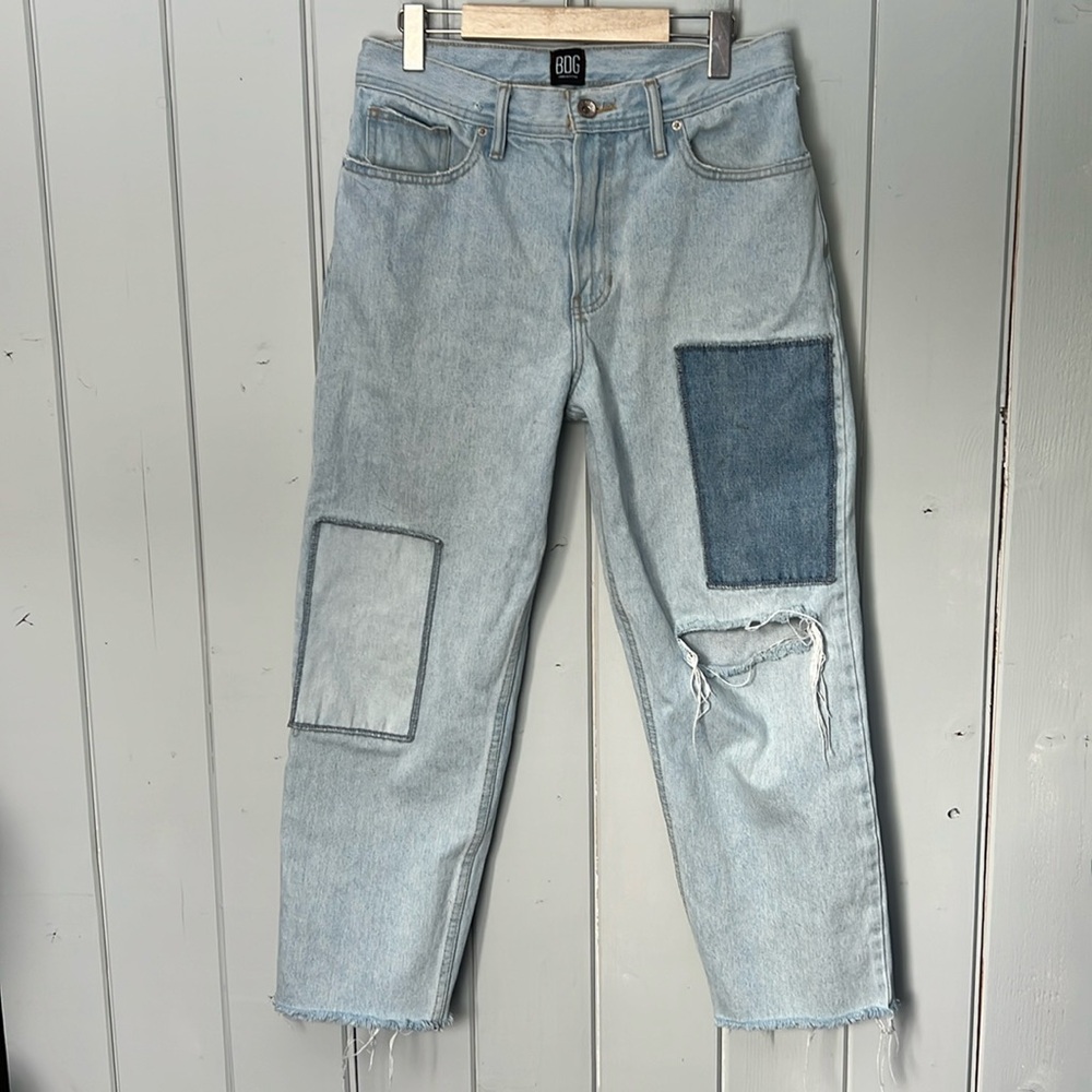 BDG Urban Outfitters Bow Fit Patchwork Distressed Jeans Light Wash Men’s Sz 30
